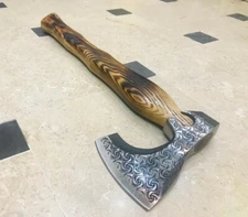 MDM AXE, ETCHED BLADE, HEAT-TREATED ASH WOOD HANDLE, VINTAGE/VIKING STYLE AXE