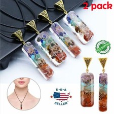 2 PACK 7 Chakra Orgone Energy Generator Pendant Copper Coil Orgonite Necklace US