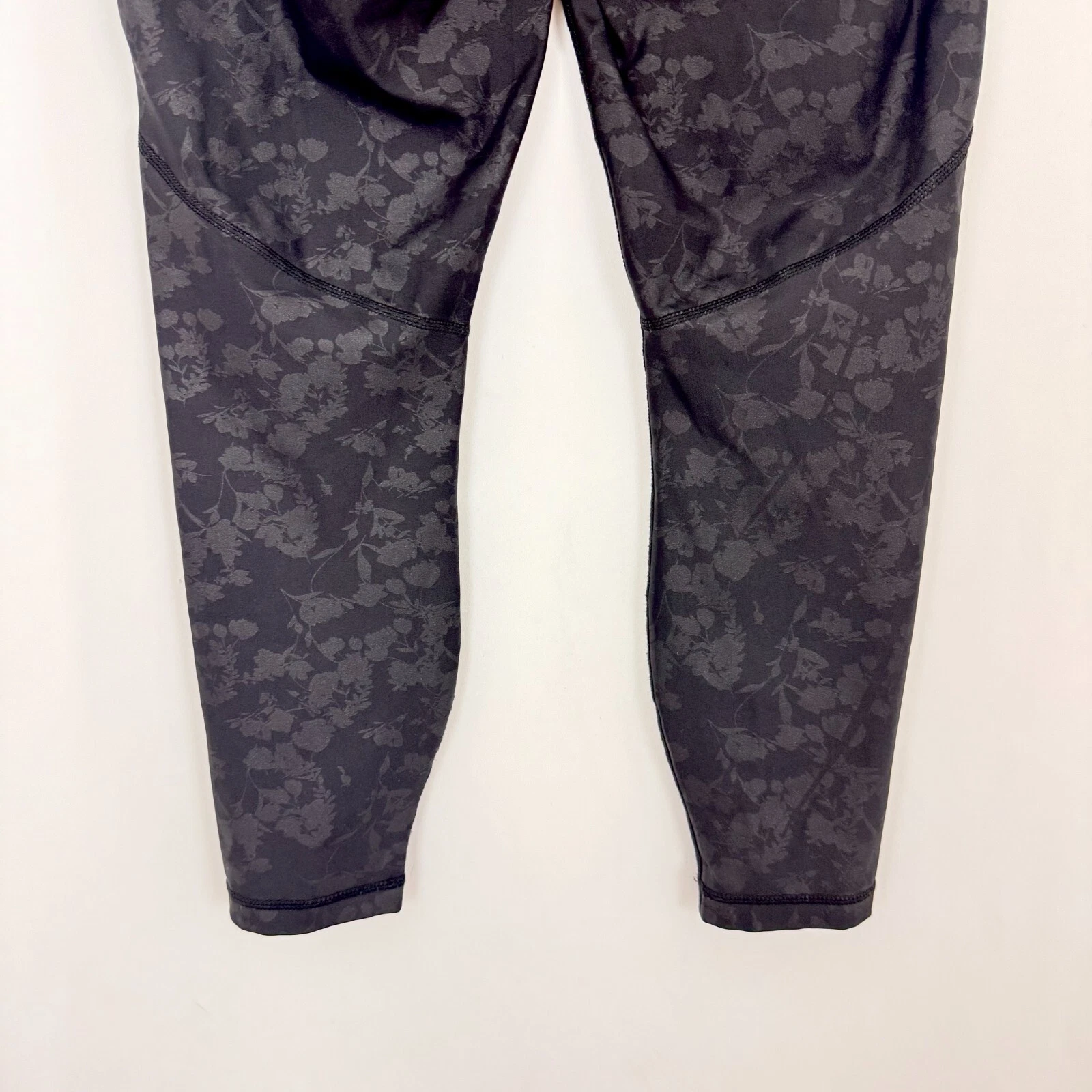 yogalicious shine floral print pocket 7/8 stretch metallic leggings
