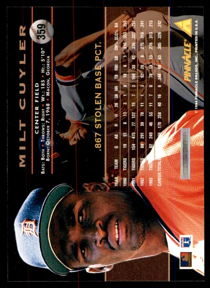 1994 PINNACLE MILT CUYLER DETROIT TIGERS #359 - Image 2 of 2