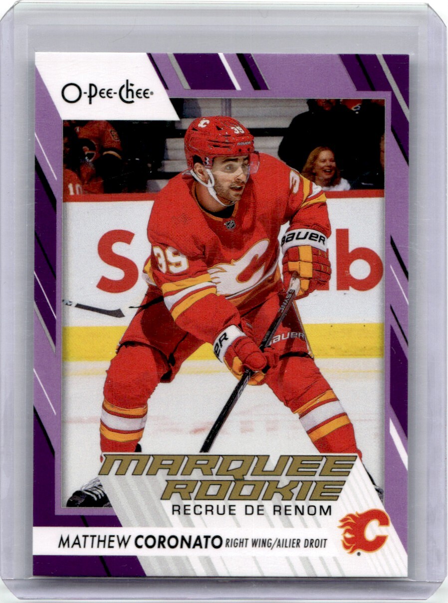 2023-24 O-Pee-Chee Purple Border Matthew Coronato RC 48/49 Calgary Flames #575