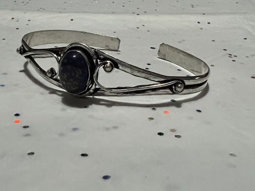 NEW Lapis Lazuli Dark Blue Silver Plated Hand Crafted Cuff Bracelet - Picture 9 of 9