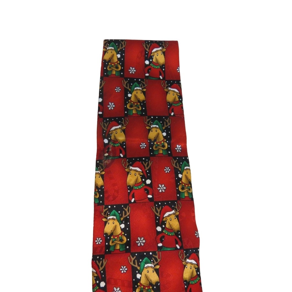 Hallmark Yule Tie Greetings Men's Tie Silk Christmas Novelty Reindeer
