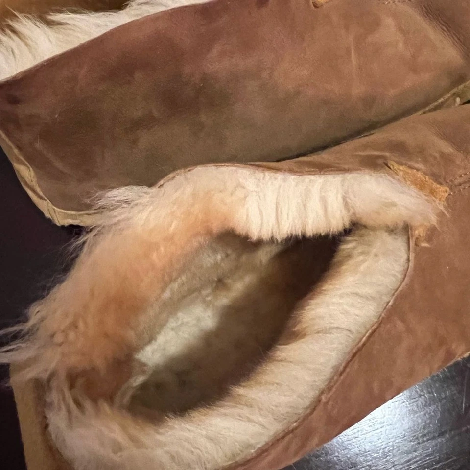 Zapatillas Chukka Vintage LL Bean Mocs Marrón Gamuza Cuero Shearling Lodge Foto 3 de 4