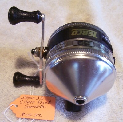 VINTAGE ZEBCO 33 SILVER BAND REEL  8/10/22   WORKING VERY SMOOTH 