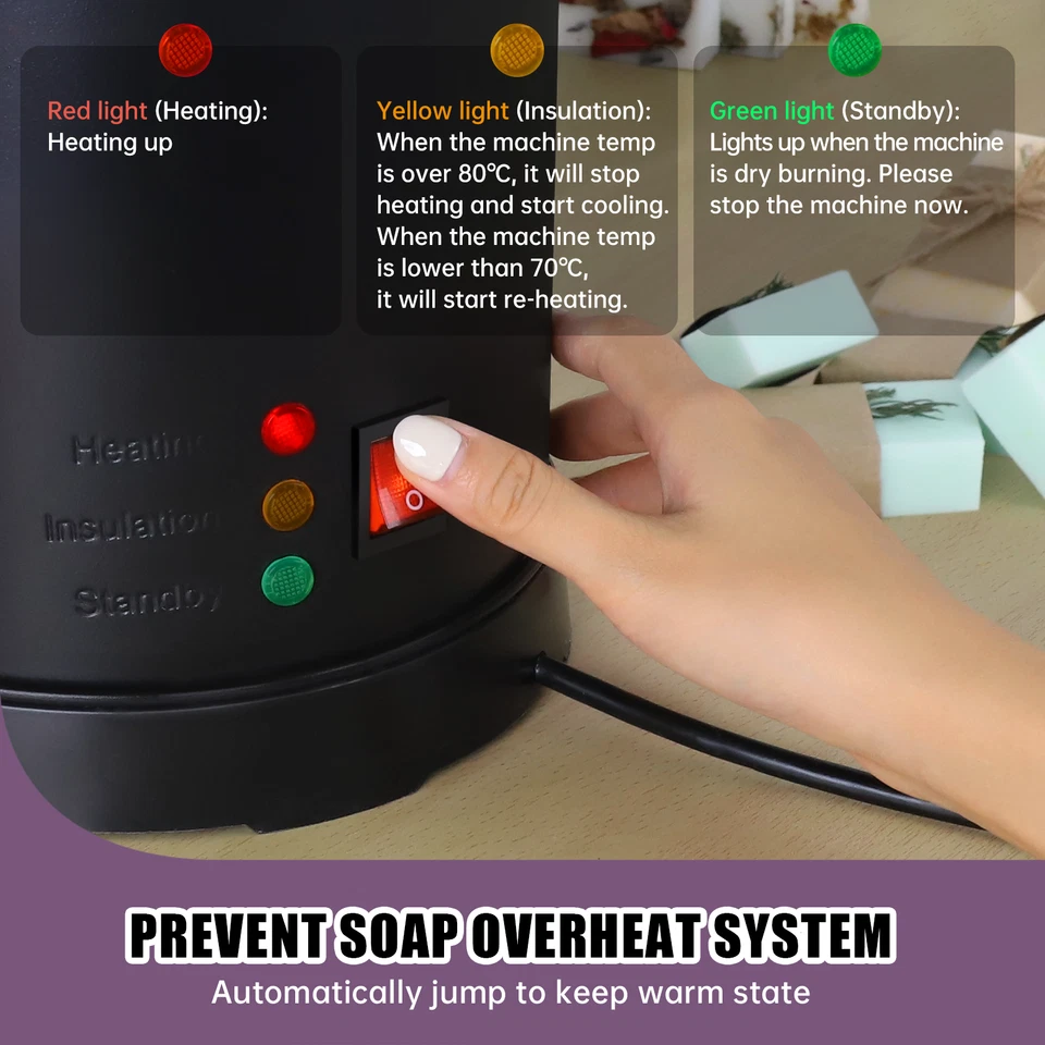 Máquina para hacer jabón 3L calentador de fusión de jabón eléctrico olla molde hágalo usted mismo Foto 4 de 4