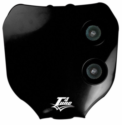 Faro Anteriore Carenato Universale Per Moto Da Cross, Enduro, Supermoto - H4 12V 35W, Nero, Con Fasce Antivibranti