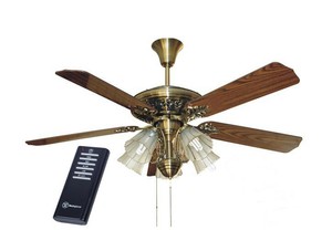 Deckenventilator Ventilator Lampe RETROGOLD 132cm Antikmessing mit