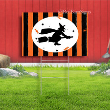 Witch Orange Happy Halloween Yard Signs