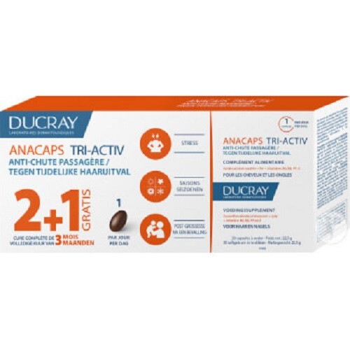 Ducray Anacaps Tri Activ 2in1 Capsules Hair Loss Treatment Nail Care