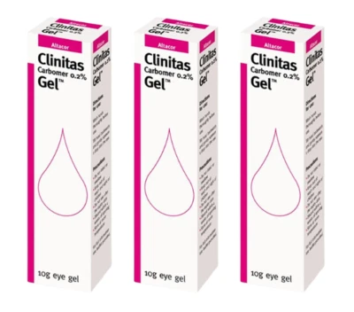 3x Clinitas Gel 0.2% 10g Carbomer | Moisturising Relief For Dry Eyes