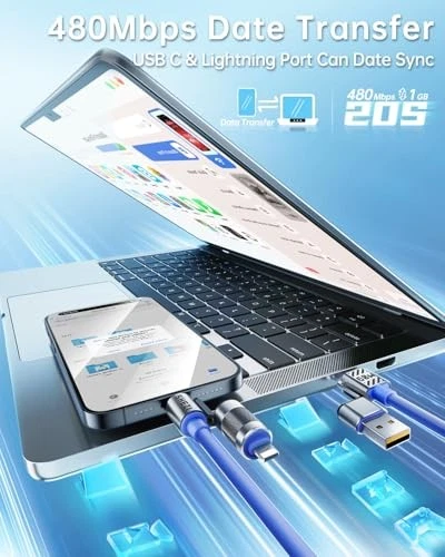 Paquete de 1 cable USB C de 5 pies 60 W carga rápida y transferencia de datos para iPhone, iPad, MacBoo Foto 4 de 4