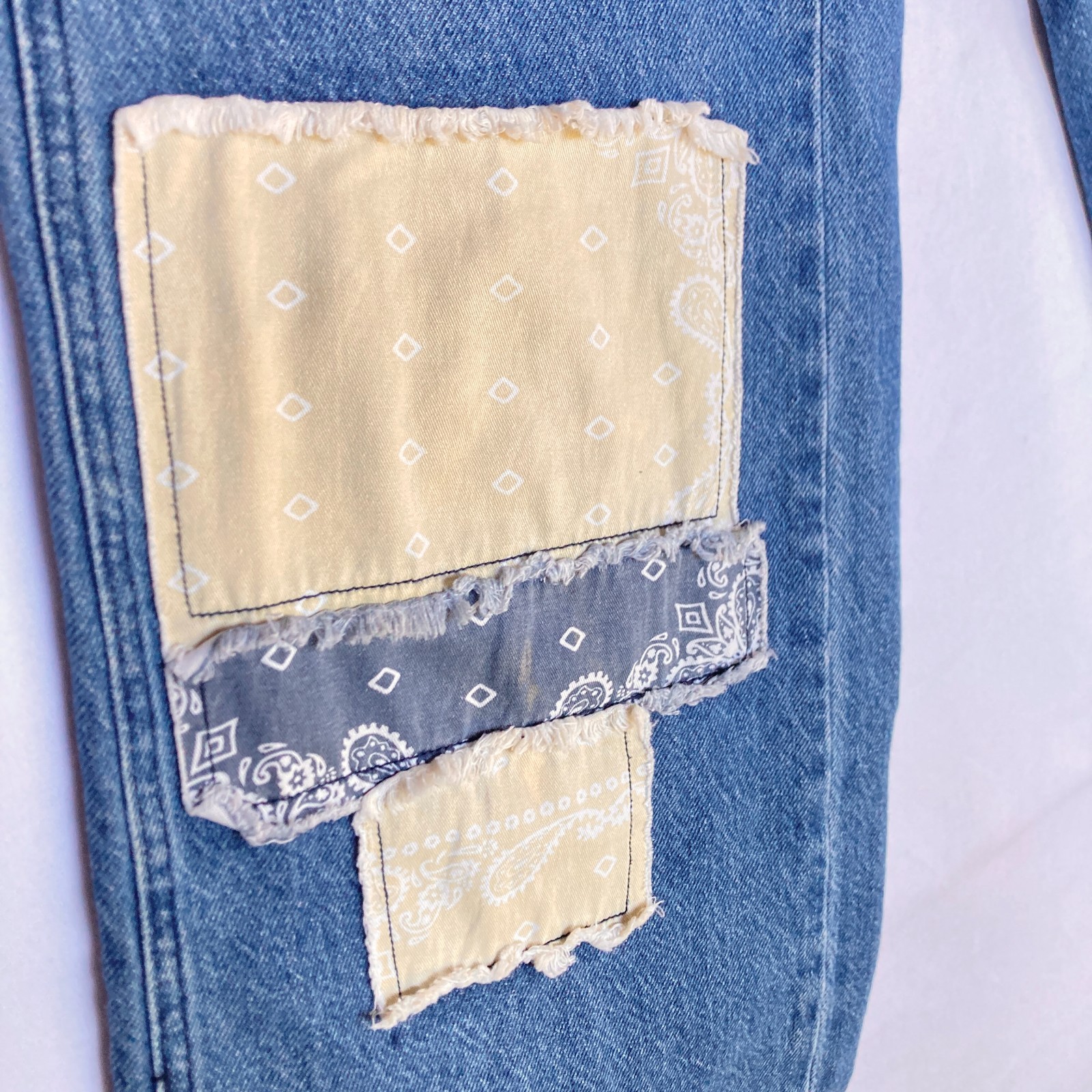 Pacsun Patchwork Button Fly Wide Leg Bandana Patc… - image 23