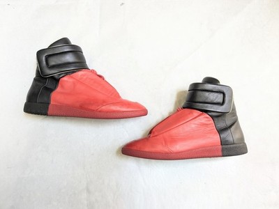 Maison Margiela Future Red Black Men 11 44 Leather High Top Sneakers