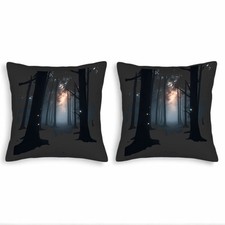 Set of 2 18x18in Throw Pillow Covers - Forest Scene Design with Tall Trees