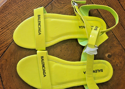 New Balenciaga Green Logo gladiator ankle wrap strap Sandals boohoo sz 10 Ladies