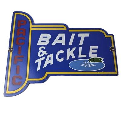 #ad #ad Vintage Pacific Bait Tackle Sign Porcelain Fishing Service Gas Pump Sign $117.47