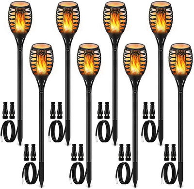 Flickering Flame Low Voltage Landscape Torch Lights - 12V Outdoor Decor (8 Pack)