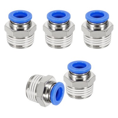 5 Pcs NPT Male 10mm Tube OD x 1/2'' NPT Thread Push to Connect Fittings, Blue