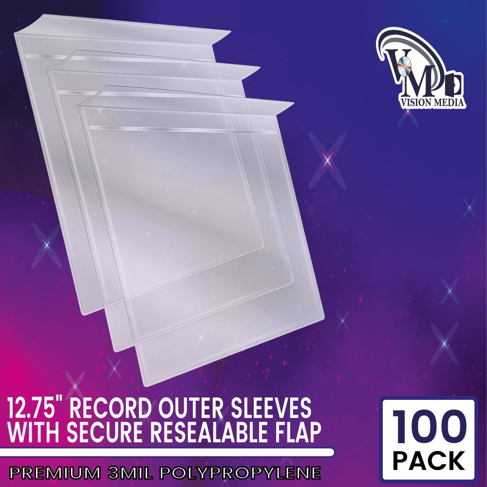 100 x 12"" Resealable Outer Vinyl Sleeves With Flap – Standard & Gatefold LP