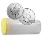 1 oz Canadian Silver Maple Leaf Coins Roll BU - Tube of 25 Rounds- Random Year
