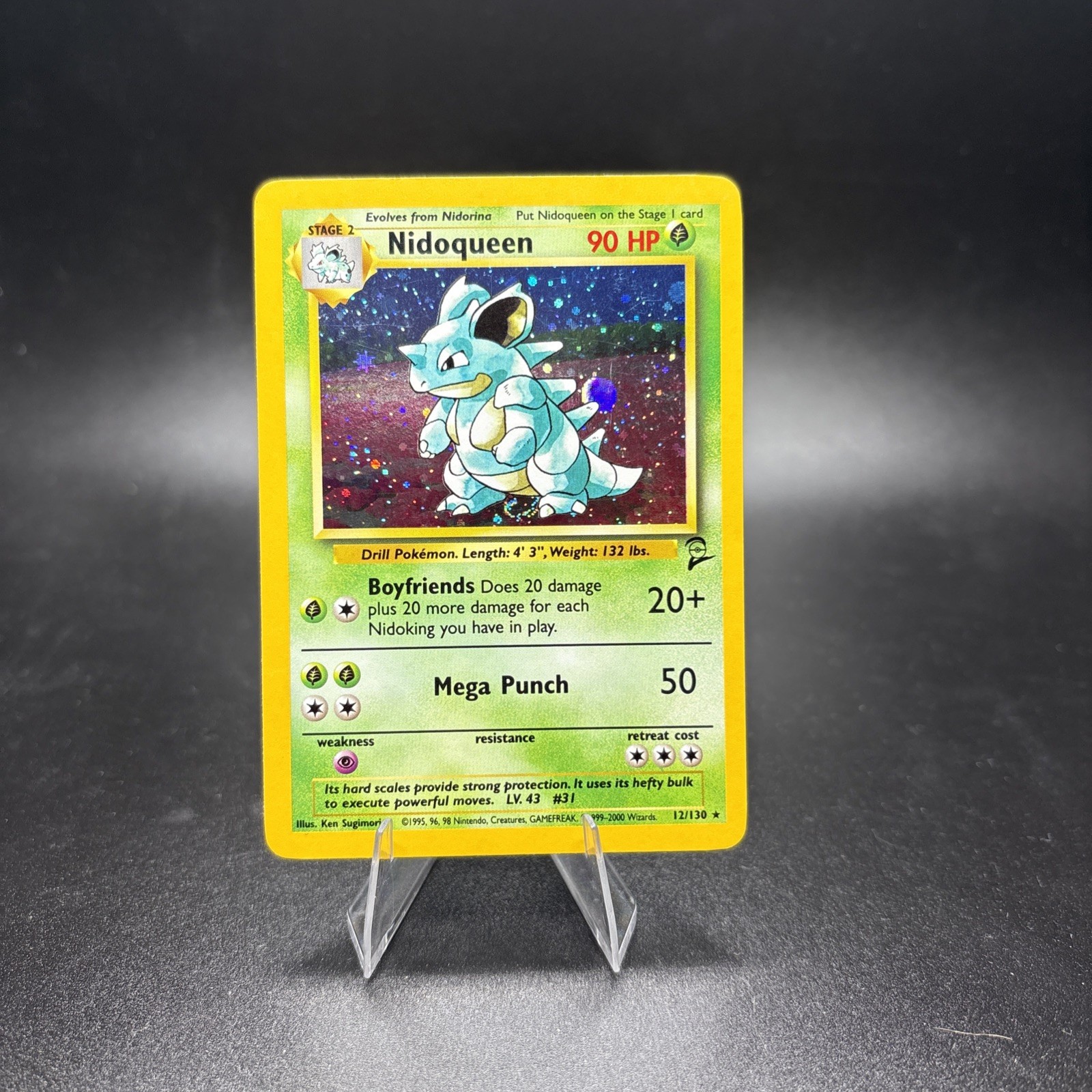 NM Nidoqueen 12/130 Base Set 2 Holo Swirl Unlimited WotC Vintage Pokémon TCG
