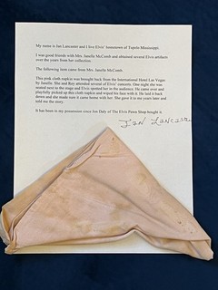 Elvis International Hotel Napkin / Janelle McComb Gifted / Direct From Memphis