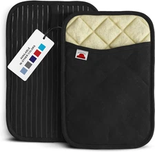 Silicone Pot Holders - Set of 2 Black - 10X3 - Heat Resistant to 536 F / 280 C K