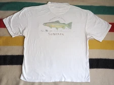 Simms Cutthroat Fish Art White Fishing Outdoor Cotton Pocket Tee T-Shirt XL