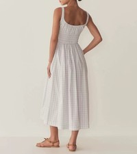 Women Doen Checked Backless A-line Sleeveless Midi Dress