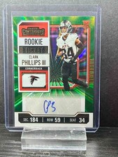 2023 Panini Contenders Clark Phillips Rookie Auto Green Refractor Ticket - ATL