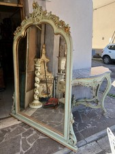 GRANDE CONSOLE LACCATA VERDE CON SPECCHIERA - RICCHI INTAGLI - PRIMI '900 EMILIA