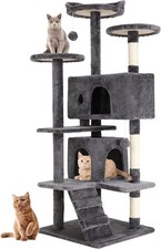 54" Cat Tree Tower  Light Gray  Sturdy, Easy to Assemble, Multi-Level Activit