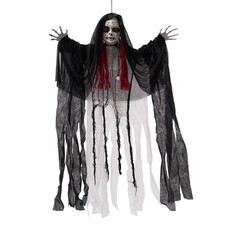 H&auml;ngender Halloween-Geist schwarze Gaze gruselige Geisterpuppe batteriebetrieben