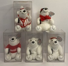 NWT Lot 5 Coca-Cola Holiday Bean Bag Plush 1997 Coke / Polar Bear W/ Cases 4