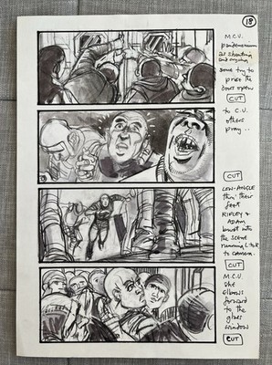Alien 3 hand-drawn Martin Asbury storyboard, original not a print, Library scene