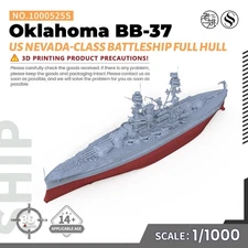 1/1000 Military Model US Oklahoma Nevada-Class Battleship BB-37 Full Hull