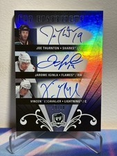 2007-08 THE CUP THORNTON IGINLA LECAVALIER #E3-LTI ENSHRINEMENTS AUTO SSP 09/10