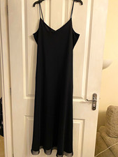 Urban Outfitters Black Slip Dress XL Long V-Neck Strappy Chiffon Polyester