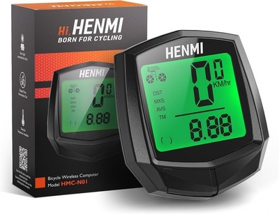 HENMI Bike Computer, Waterproof Bike Odometer with LCD Display Speedometer Multi