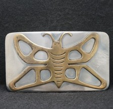 WD11144 VINTAGE 1970s  BUTTERFLY  MACHINE SHOP ARTWORK FASHION BELT BUCKLE
