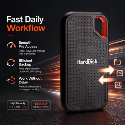 2TB 4TB 8T Portable SSD Type-C External Hard Drive High Speed USB 3.1 Laptop