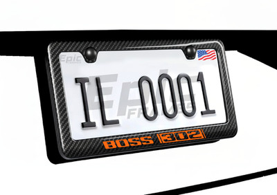 Orange BOSS 302 Mustang 100% Premium Carbon Fiber License Plate Frame