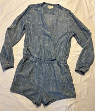 Anthropologie Cloth  Stone Chambray Romper Women  s Size M
