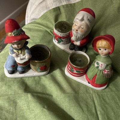 Luvkins 1979 Jasco Porcelain Hand Painted Christmas Figurines Santa,boy,girl,