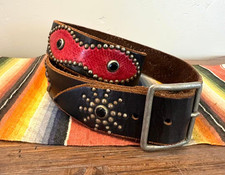Studded, jeweled, rockabilly, western, motorcycle belt- size 36
