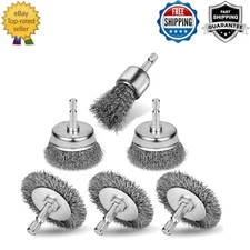 6Pcs Professional Carbon Steel Wire Wheel Brush for Drill - Cleaning Rust Attach