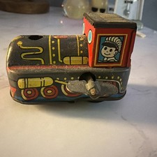 Vintage Tin Toy Wind Up Train Locomotive Engine Made in Japan Tin Litho 1950s