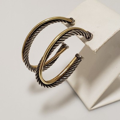 David Yurman 14k Gelbgold Sterlingsilber Crossover Oval Creolen