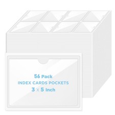 56 Pack Clear Self-Adhesive Pockets, 3" x 5" Index Card Pockets with Top Open...